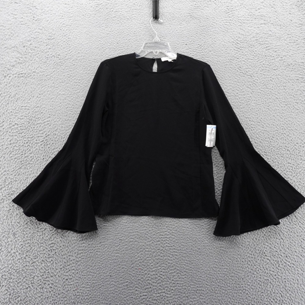 Frame Women Black Bell Sleeve Keyhole Back‎ Blouse Size XS NEW
